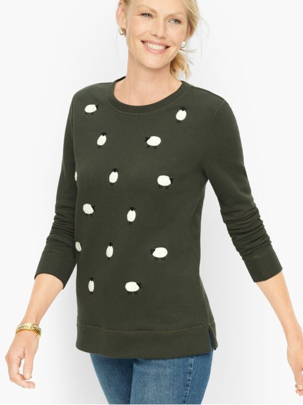 Talbots  sheep, embroidered sweatshirt